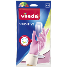 Рукавички господарські Vileda Sensitive, рожеві, розмір M/8, 1 пара