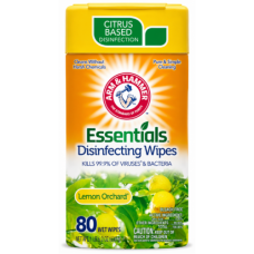 Серветки дезінфікуючі Arm & Hammer Essentials Lemon Orchard, 80 шт